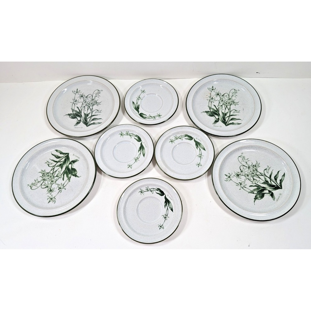 Noritake Mountain Flowers Avalanche Lily Stoneware Plates Saucers 8pc Set 8343